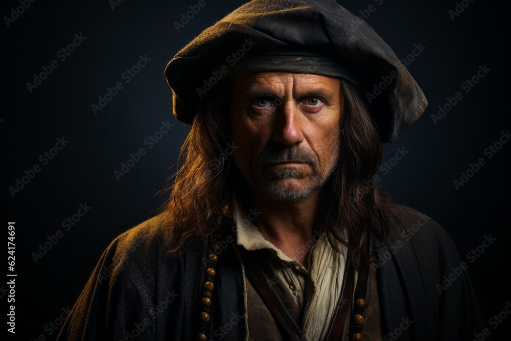 Portrait of Christopher Columbus. The concept of Columbus day and the discovery of America Portrait of Christopher Columbus. The concept of Columbus day and the discovery of America