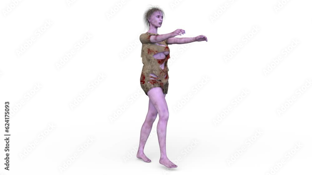 歩く女性ゾンビ