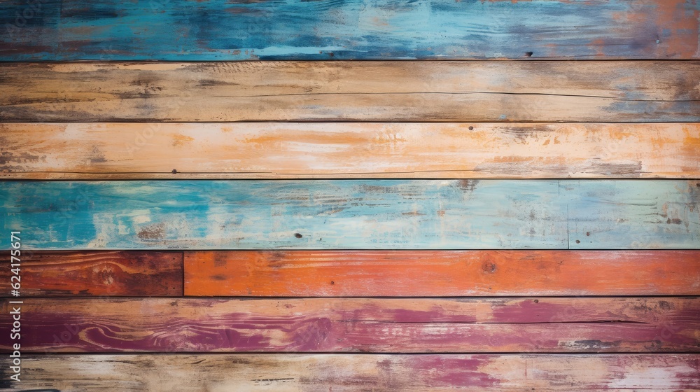 Naklejka premium Rustic painted wood background. Generative AI