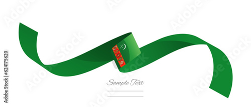 Obraz na plátně Turkmen flag ribbon vector illustration
