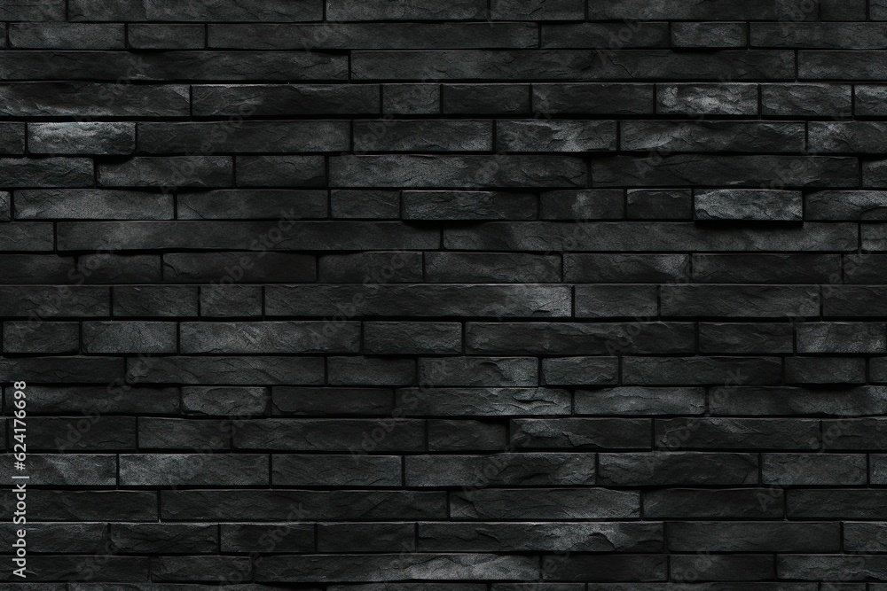 black painted brick wall pattern | Generative AI