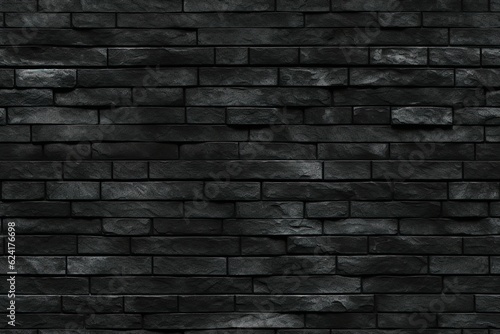 black painted brick wall pattern   Generative AI