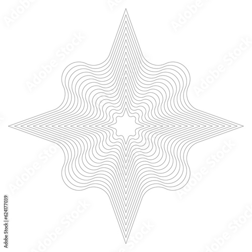 Decorative geometric figure. Black outline guilloche design element. Abstract wavy background for certificate or diploma and currency design