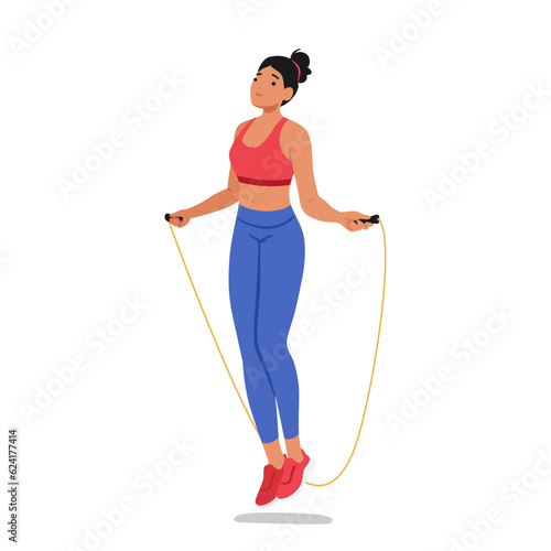 Fit Woman Jumping Rope, Demonstrating Cardio Exercise. Engaging Full Body Workout, Promoting Endurance, Coordination