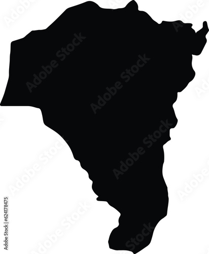 Silhouette map of Faranah Guinea with transparent background.