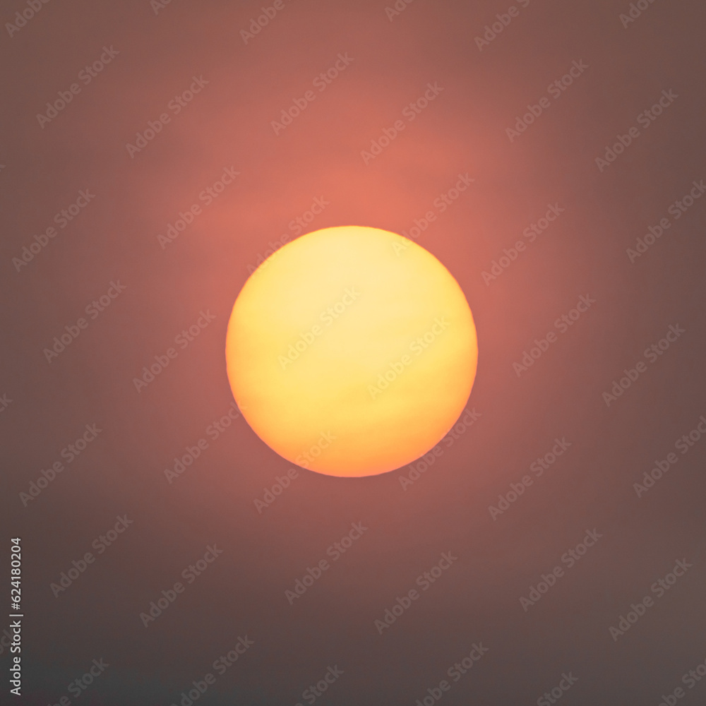 Sun peeking through dense smoke from 2020 California Wildfires Sun peeking through dense smoke from 2020 California Wildfires