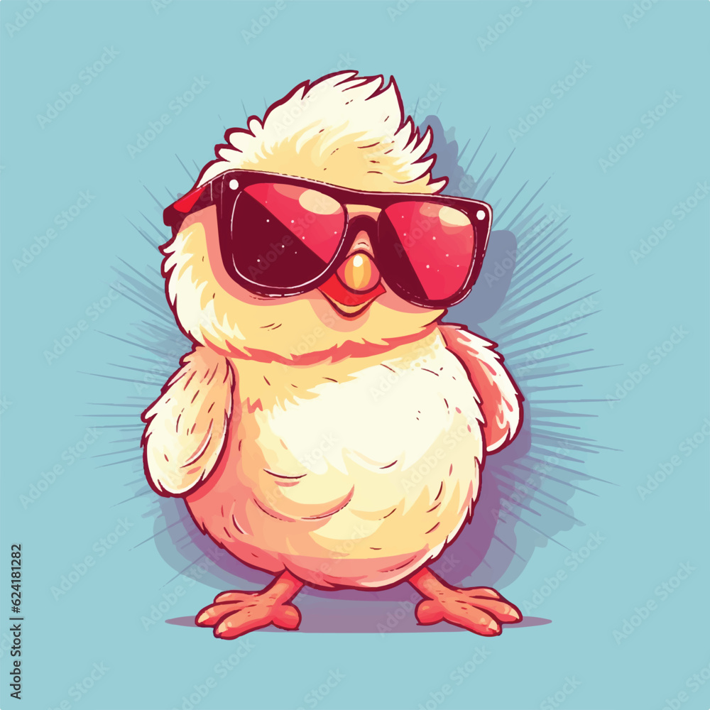 baby chicken with sunglass in vector