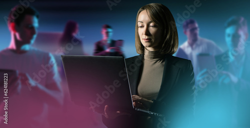 Woman with laptop. Business...