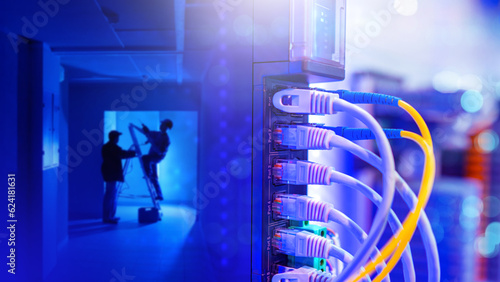 Network equipment close-up....