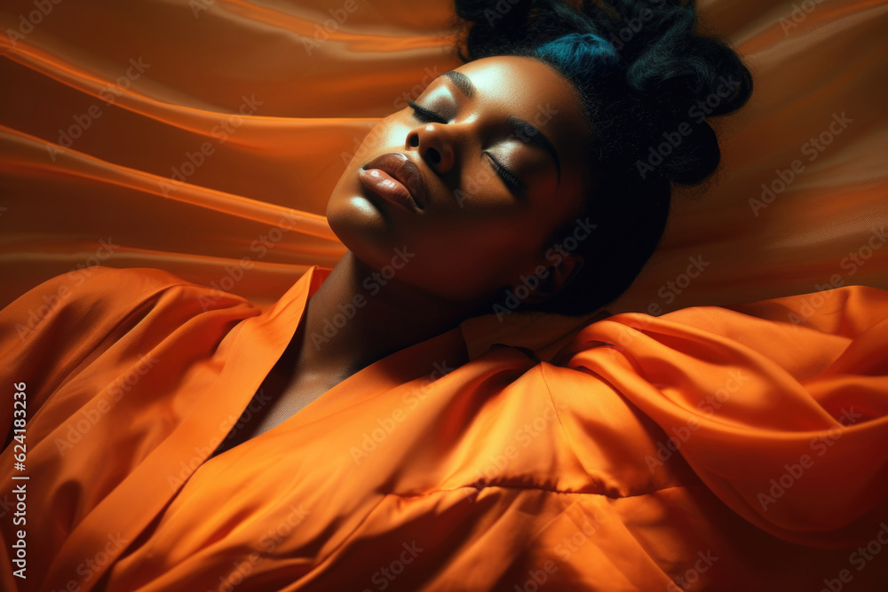Black woman fashion portrait. Female model in bright clothes posing for stylish photo session. Created with Generative AI Black woman fashion portrait. Female model in bright clothes posing for stylish photo session. Created with Generative AI
