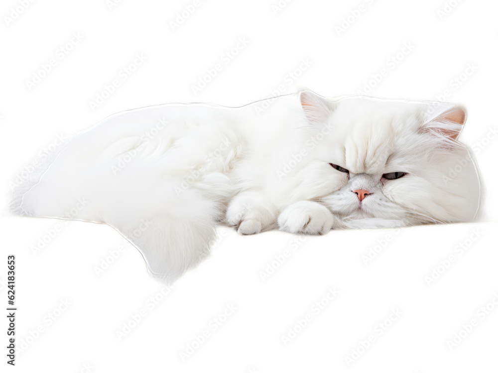 Obraz premium Relaxed Persian Cat Lounging - Transparent Background
