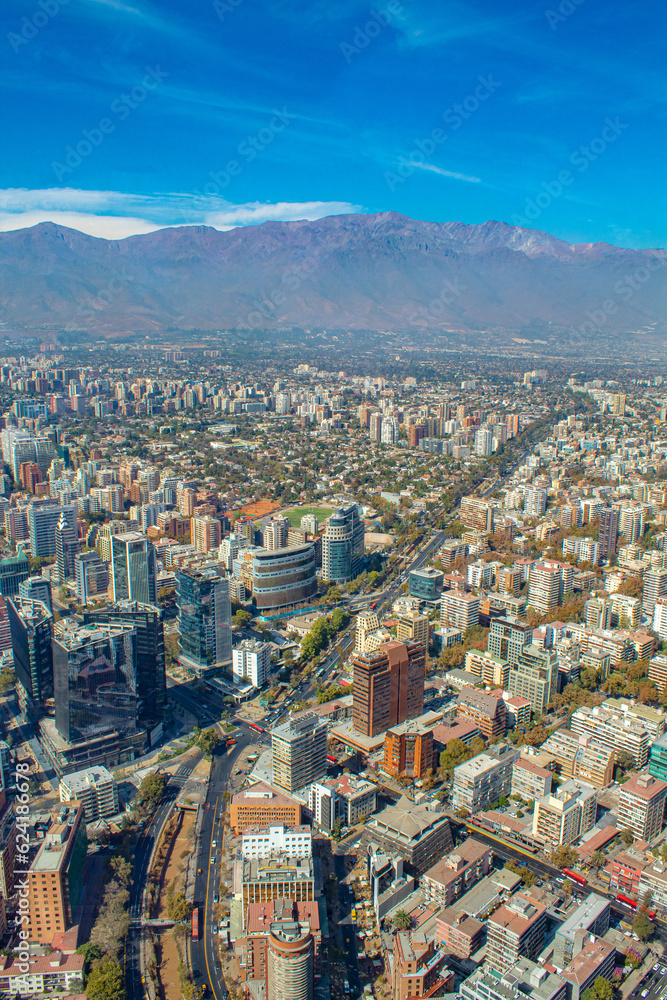 aerial view country Chile Santiago