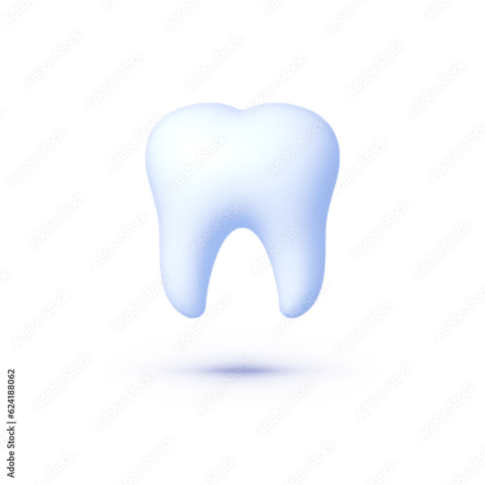 Tooth 3d. White background. Vector design
