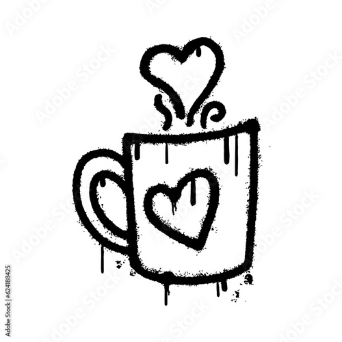 cup of love sprayed in graffiti style. Vector illustration.