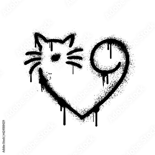 cat graffiti forming love, street art. vector illustration.