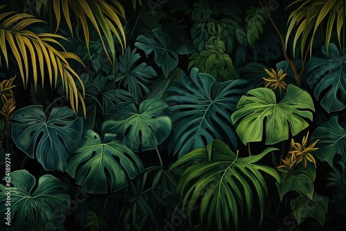 Tropical Leafs Tile Pattern.