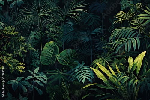 Tropical Leafs Tile Pattern.