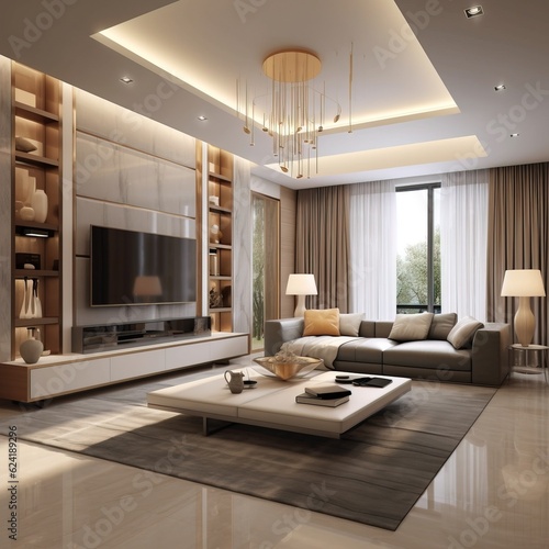 Ultra Modern & Luxury Living Room, Natural Light coming from the Windows. © Boss
