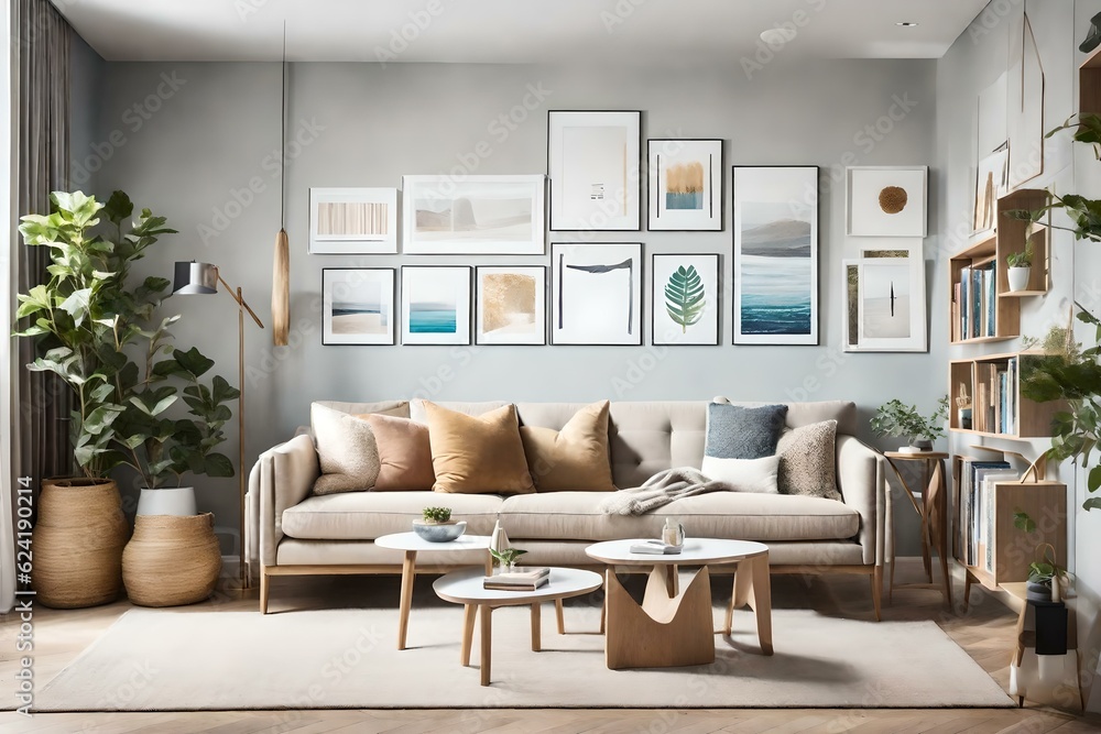 Immerse yourself in the warmth and charm of a farmhouse living room interior, adorned with a mockup frame that becomes the centrepiece of attention.AI generated Immerse yourself in the warmth and charm of a farmhouse living room interior, adorned with a mockup frame that becomes the centrepiece of attention.AI generated