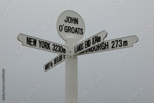 Novelty signpost a John O'Groats showing distances photo