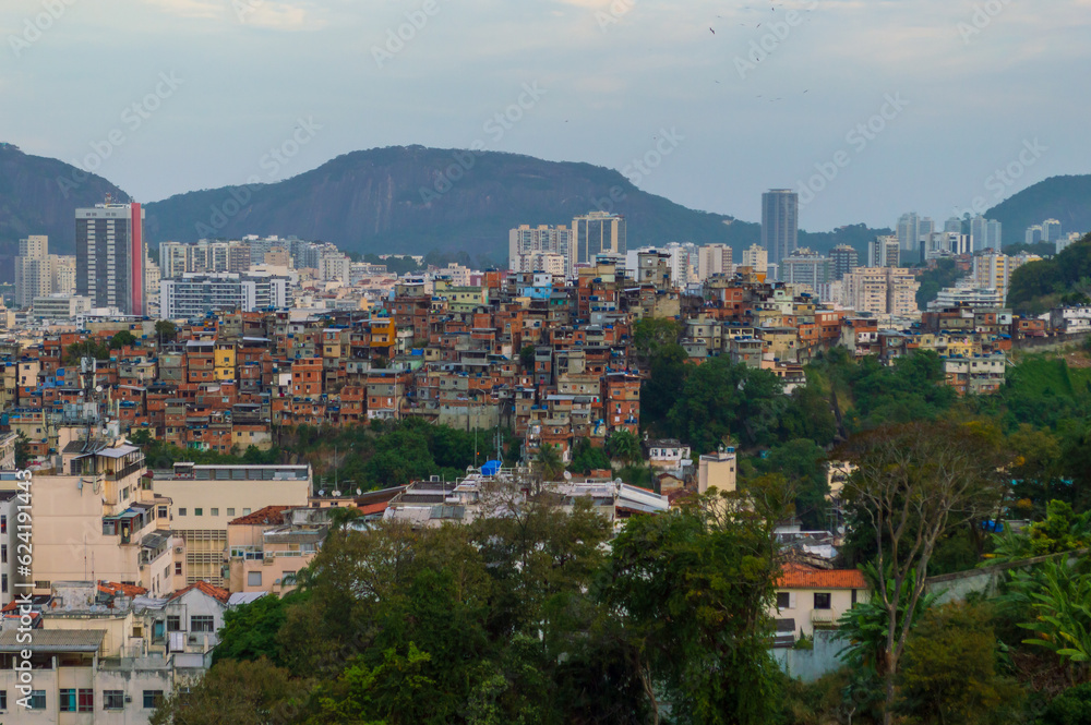 Cityscape Of Rio de Janeiro as seen from Santa Teresa neighborhood, the historical old town located up hill Cityscape Of Rio de Janeiro as seen from Santa Teresa neighborhood, the historical old town located up hill