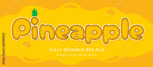 Pineapple with texture text effect editable