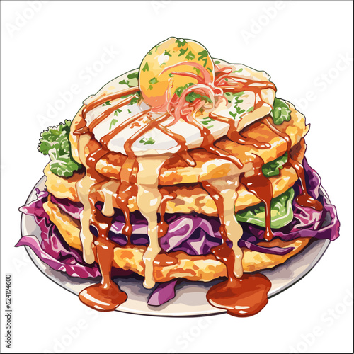 Pancake on plate illustration vector 