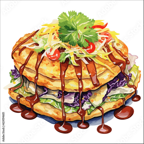 Pancake on plate illustration vector 