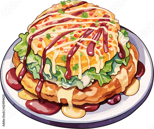 Pancake on plate illustration vector 