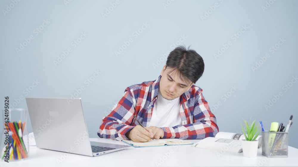 Concentrated man working on laptop. Concentrated man working on laptop.