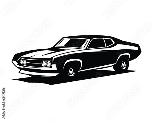 vector illustration of a ford torino cobra car silhouette. isolated white background view from side. Best for car industry, logo, badge, emblem, icon, design sticker, shirt.