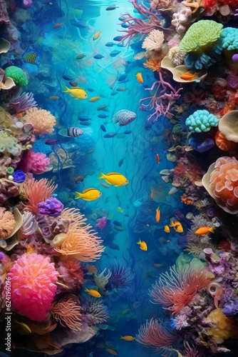 coral reef fish underwater sea floor   Generative AI
