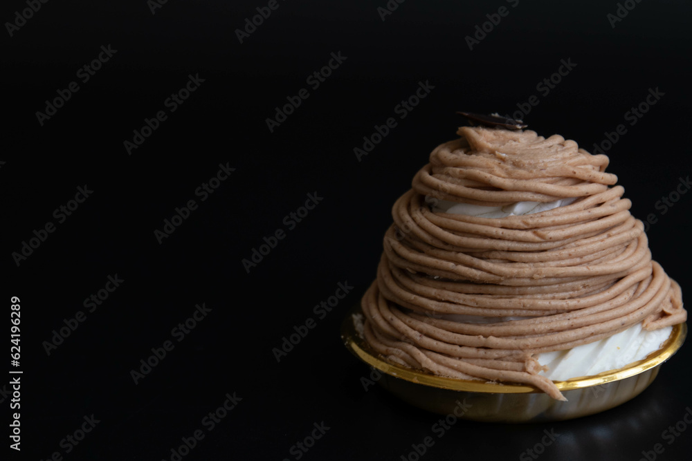 Close up Traditional French Cake , Mont Blanc Close up Traditional French Cake , Mont Blanc