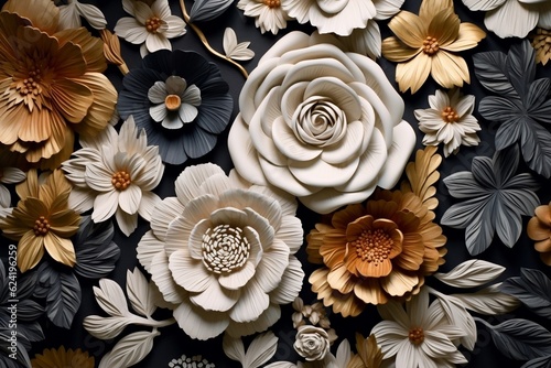 Fototapeta Naklejka Na Ścianę i Meble -  a beautiful 3d luxury floral seamless pattern background, floral seamless pattern, colorful 3d abstraction wallpaper for interior mural wall art, 3d wrap