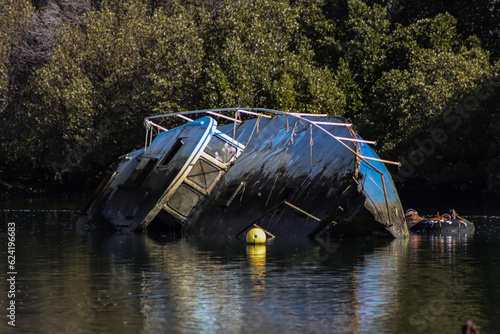 Yacht grounded on sandbar