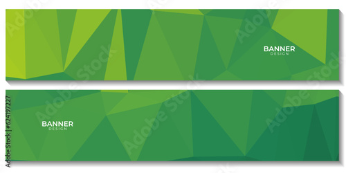 set of banners, abstract modern triangular yellow green bio background