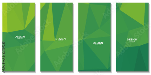 set of brochures, abstract modern triangular yellow green bio background