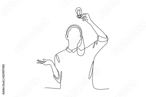 Single one line drawing concept of finding brilliant ideas. Continuous line draw design graphic vector illustration.