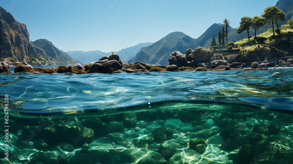 Obraz premium lake in the mountains HD 8K wallpaper Stock Photographic Image