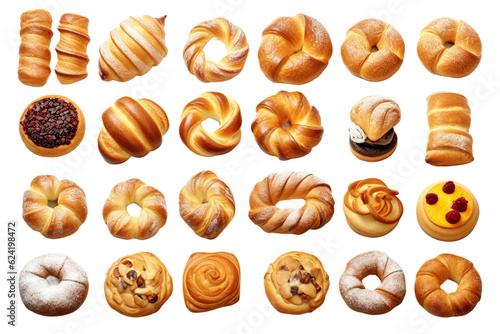 Collection of Baked Goods. isolated object, transparent background