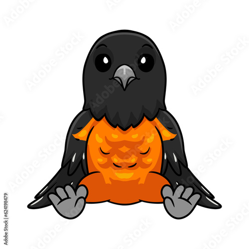 Cute baltimore oriole bird cartoon