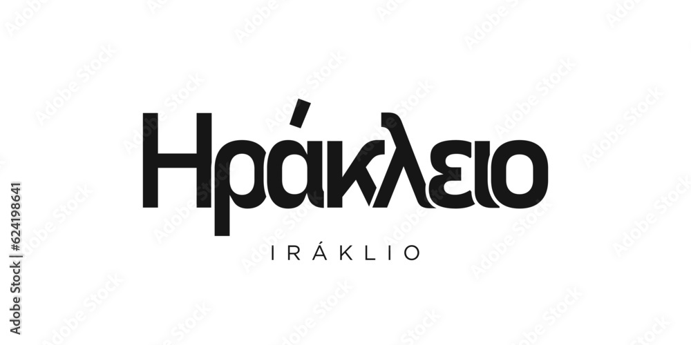 Iraklio in the Greece emblem. The design features a geometric style, vector illustration with bold typography in a modern font. The graphic slogan lettering. Iraklio in the Greece emblem. The design features a geometric style, vector illustration with bold typography in a modern font. The graphic slogan lettering.