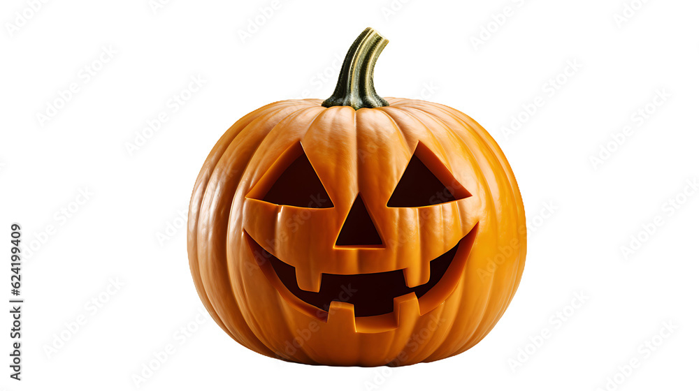 Jack o lantern the carved pumpkin with spooky face, halloween season, transparent background, ai generated - obrazy, fototapety, plakaty 