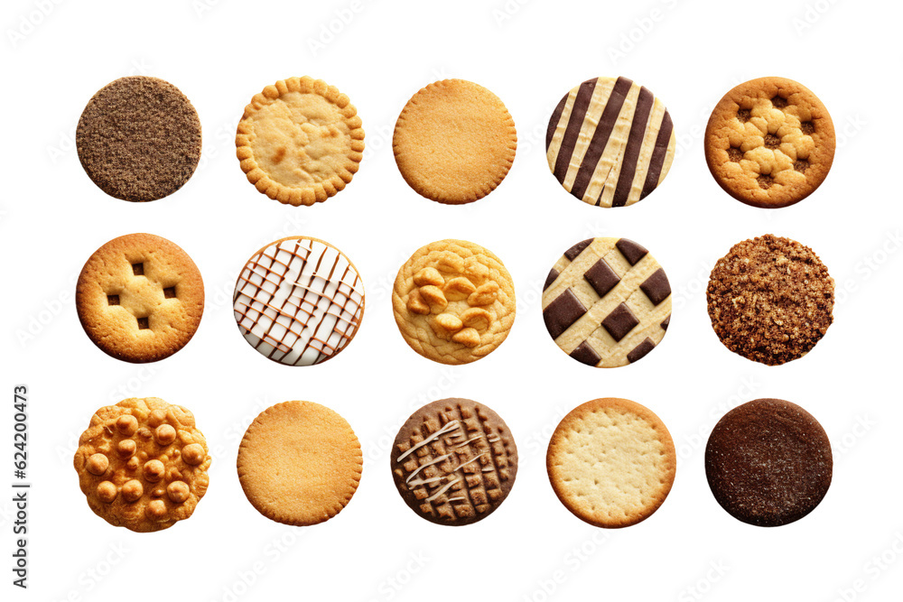 Collection of Cookie Varieties. isolated object, transparent background Collection of Cookie Varieties. isolated object, transparent background