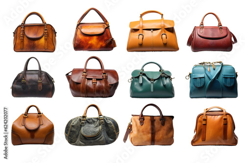 Collection of Handbags. isolated object, transparent background photo