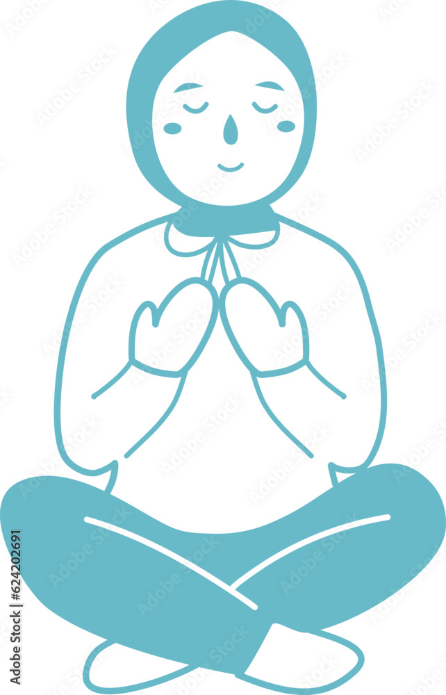 girl sitting pray gesture illustration girl sitting pray gesture illustration