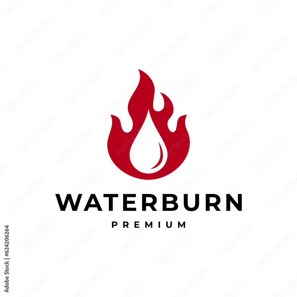WATER BURN FIRE FLAME ORGANIC NUTRITION LOGO VECTOR ICON ILLUSTRATION WATER BURN FIRE FLAME ORGANIC NUTRITION LOGO VECTOR ICON ILLUSTRATION