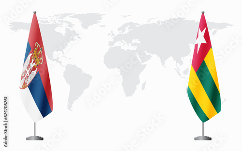 Serbia and Togo flags for official meeting