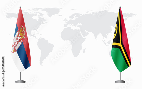 Serbia and Vanuatu flags for official meeting