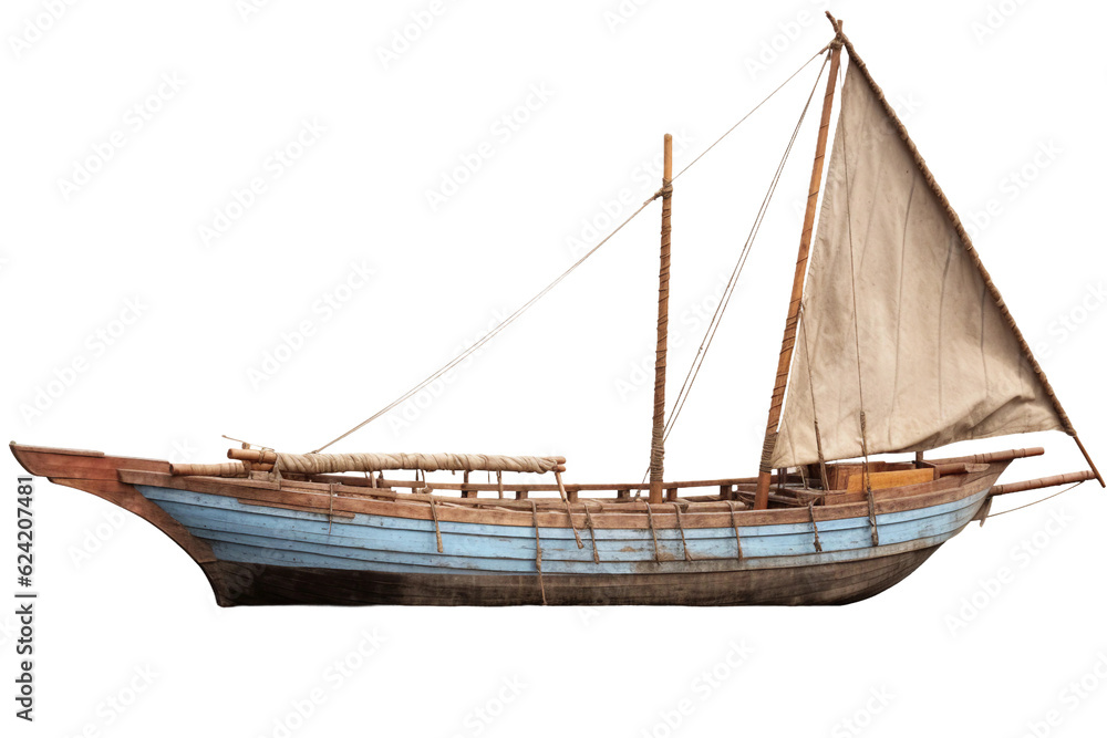 Fototapeta premium Dhow boat. isolated object, transparent background